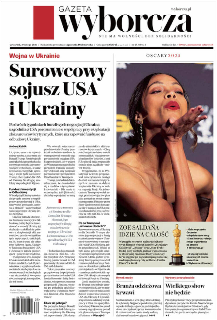 Portada de Gazeta Wyborcza (Polonia)