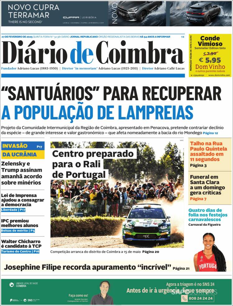 Portada de Diário de Coimbra (Portugal)