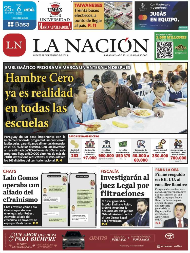 Portada de La Nación (Paraguay)