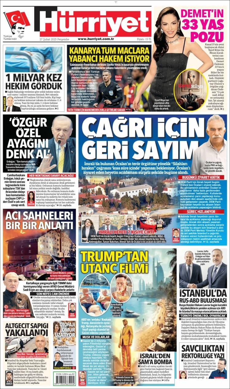 Portada de Hürriyet (Turqu&iacute;a)