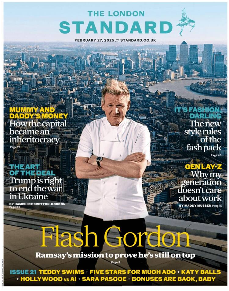 Portada de Evening Standard (Reino Unido)