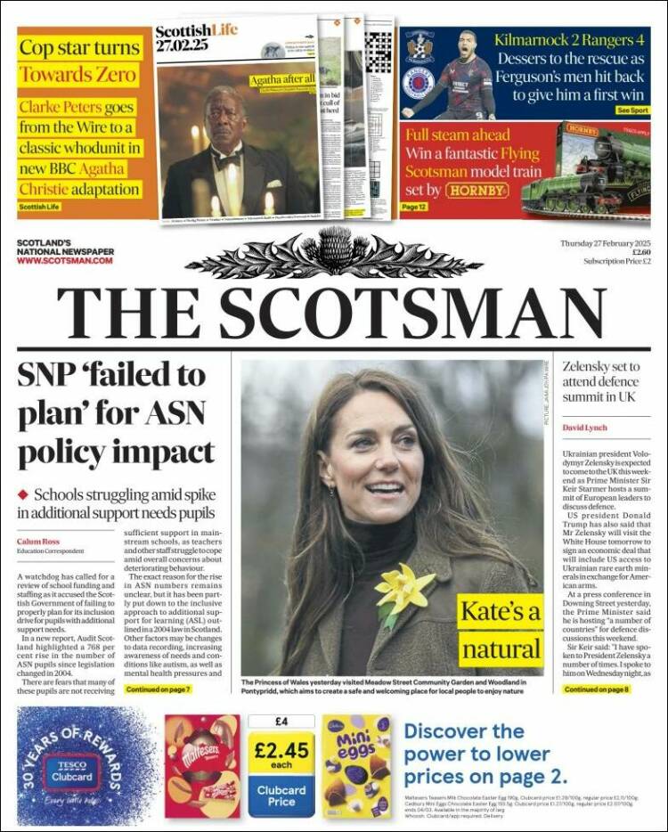 Portada de The Scotsman (Reino Unido)