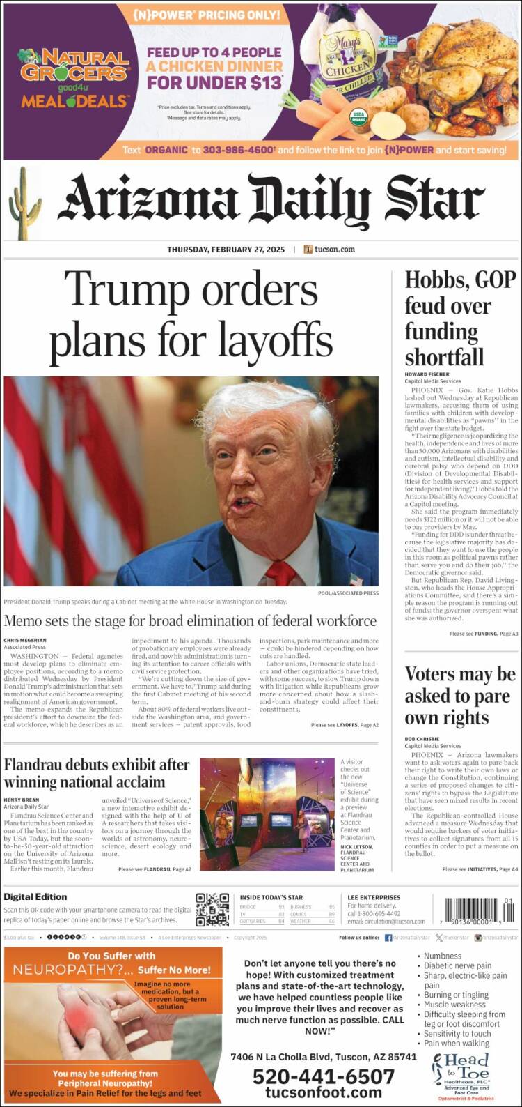 Portada de Arizona Daily Star (USA)