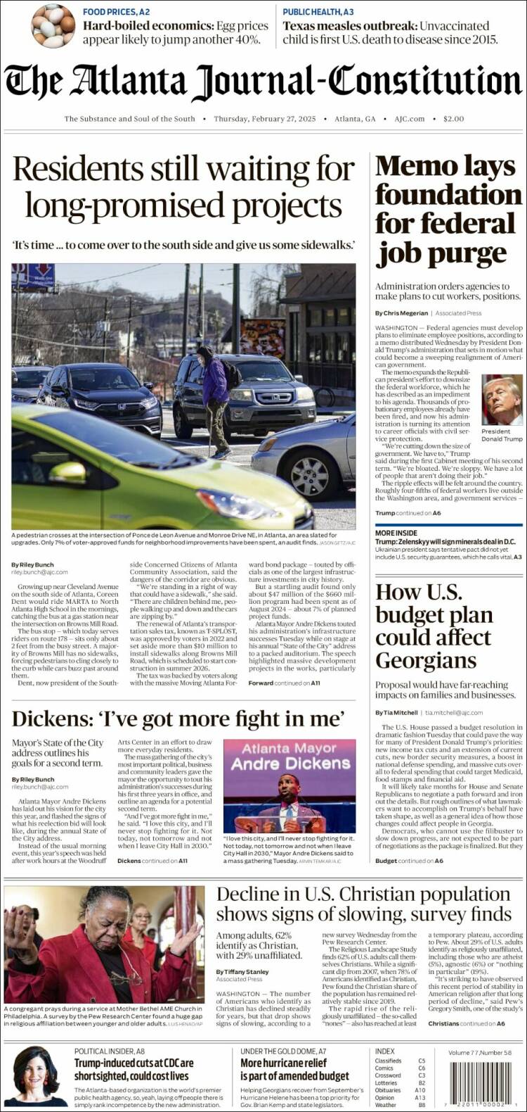 Portada de The Atlanta Journal-Constitution (USA)