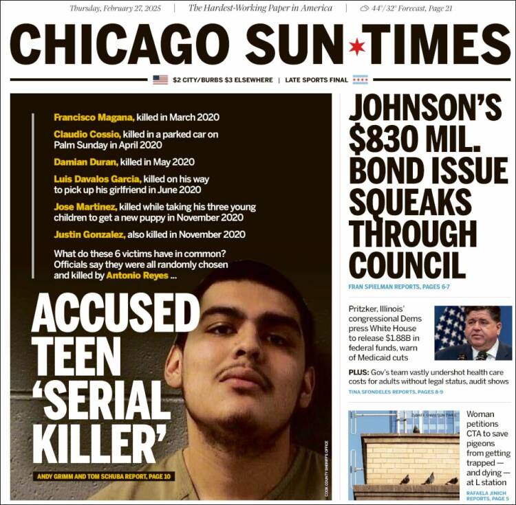 Portada de Chicago Sun-Times (USA)