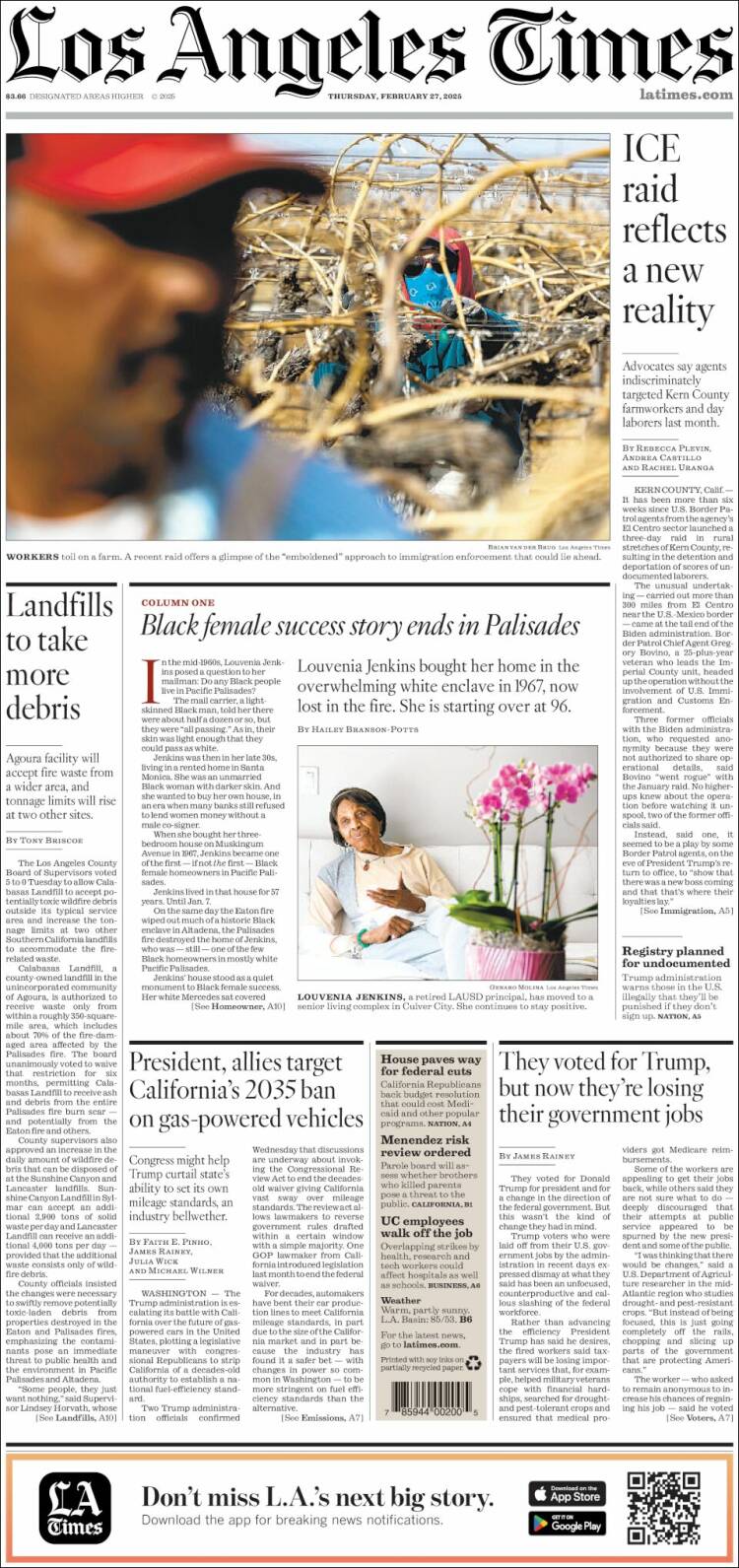 Portada de Los Angeles Times (USA)