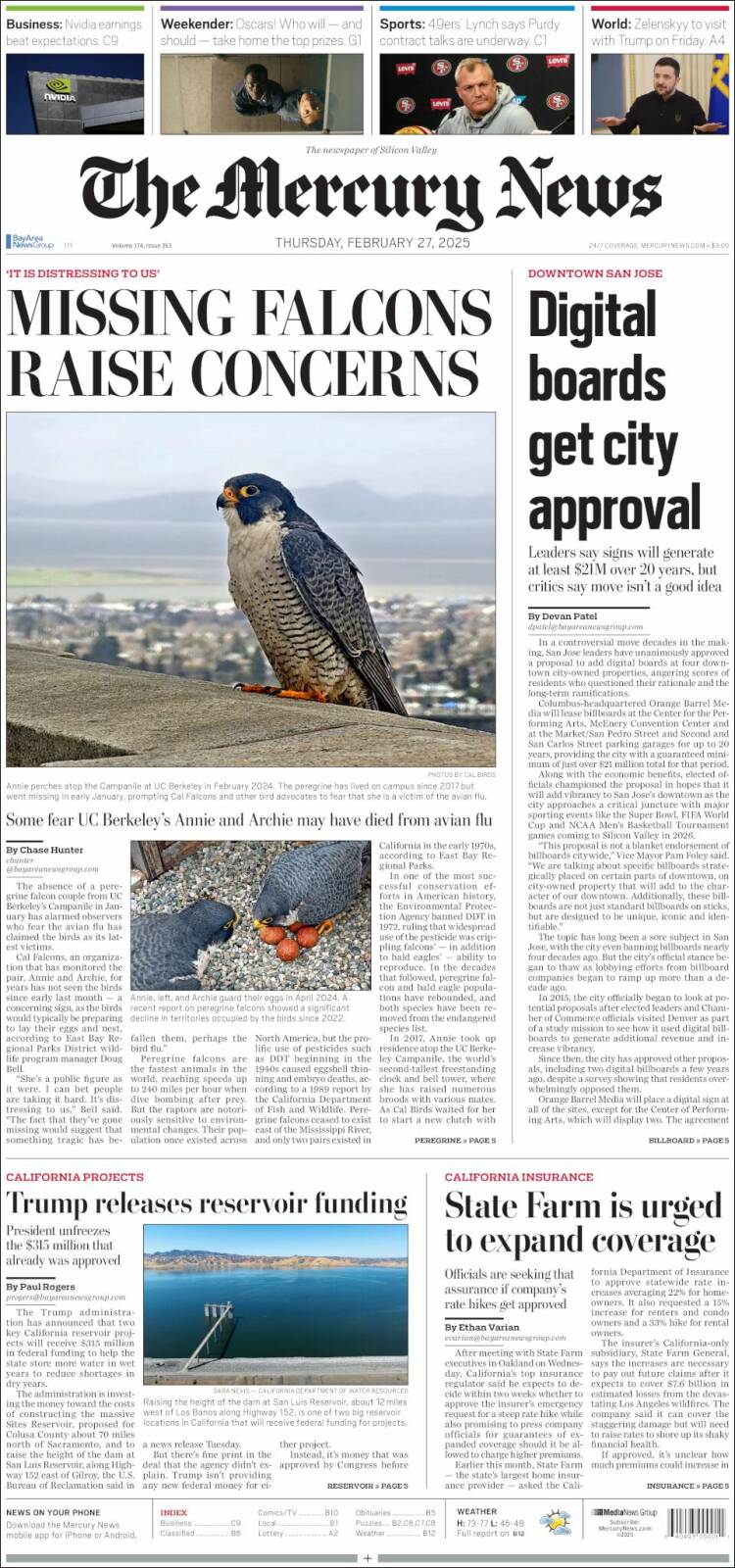 Portada de San Jose Mercury News (USA)