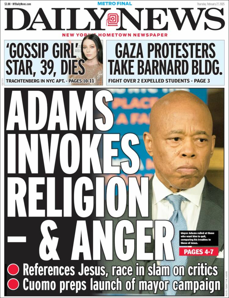 Portada de Daily News - New York (USA)
