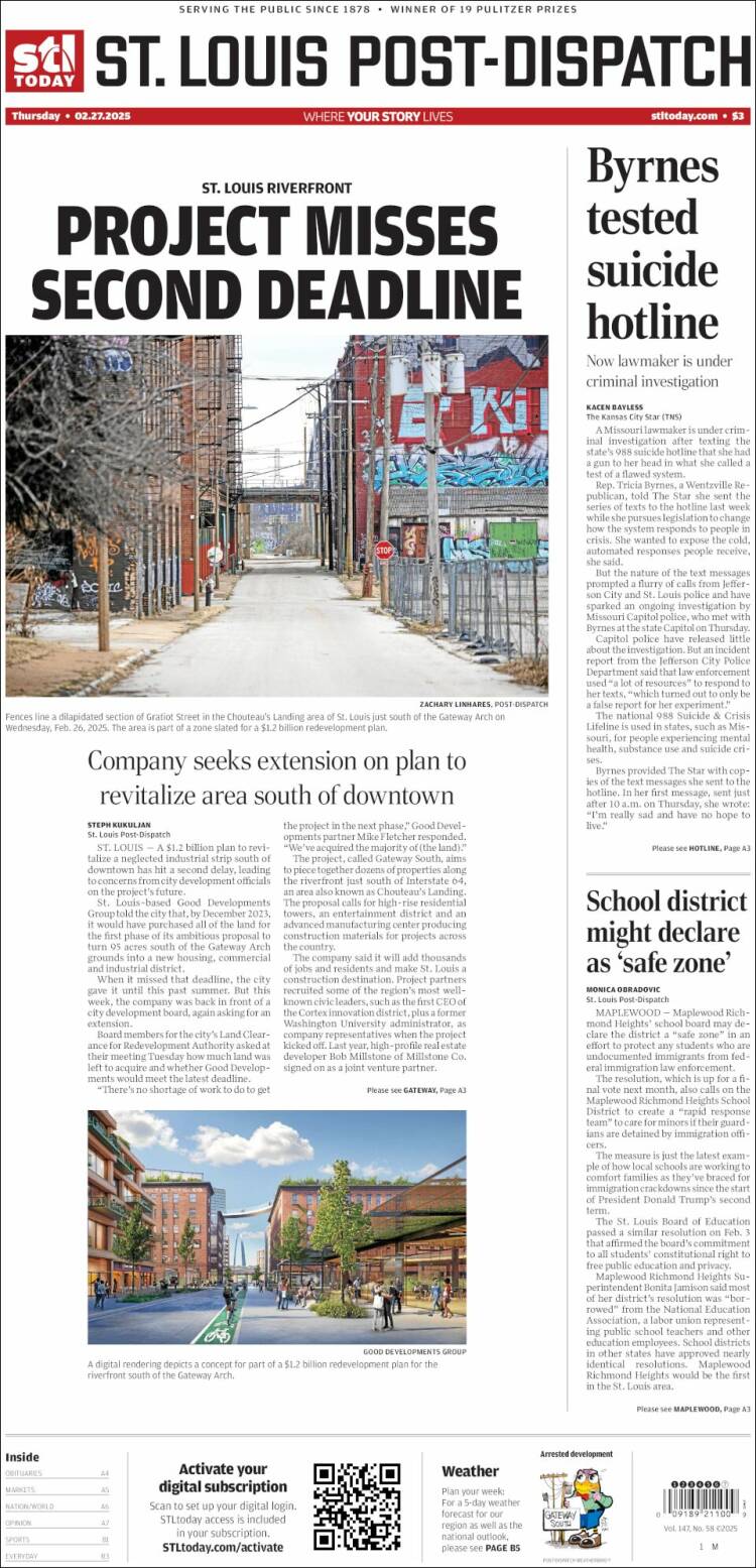 Portada de St. Louis Post-Dispatch (USA)