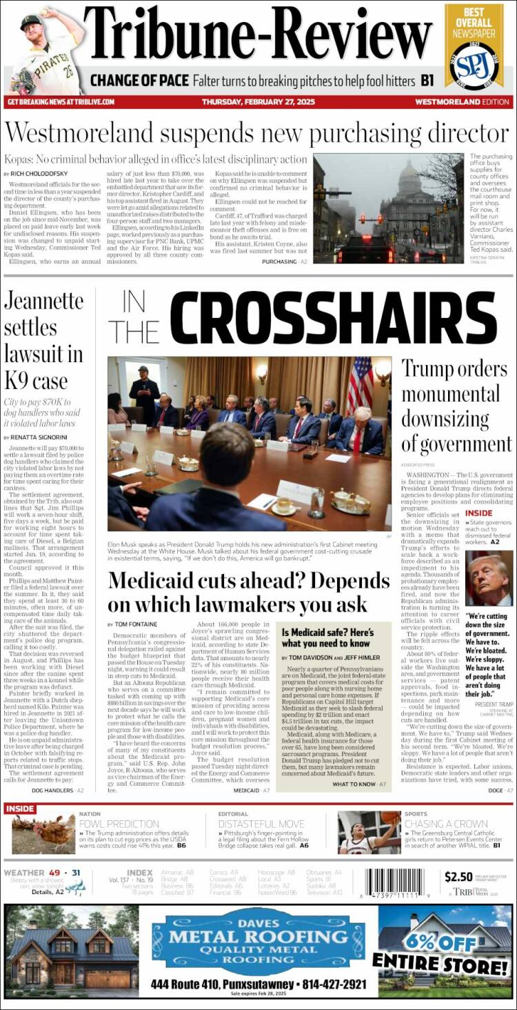 Portada de Tribune-Review (USA)