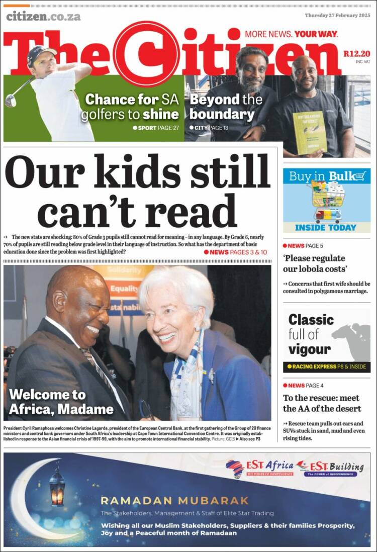 Portada de The Citizen (Sud&aacute;frica)