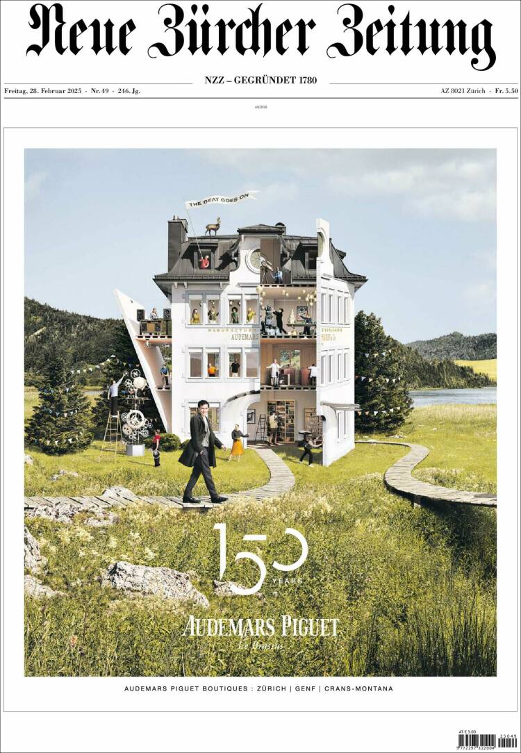 Portada de Neue Zürcher Zeitung (Suiza)
