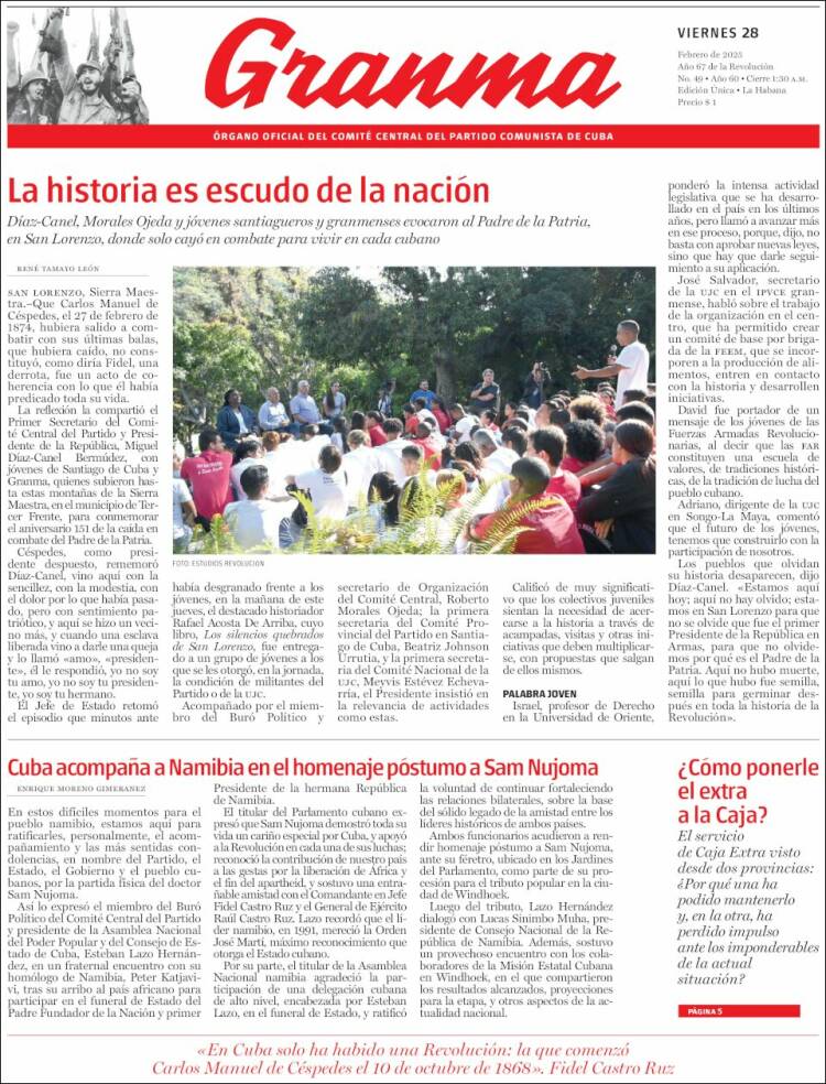 Portada de Granma (Cuba)