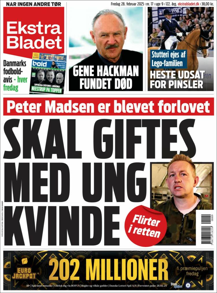 Portada de Ekstra Bladet (Dinamarca)