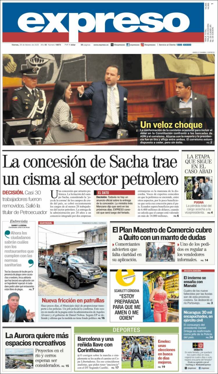 Portada de Expreso (Ecuador)