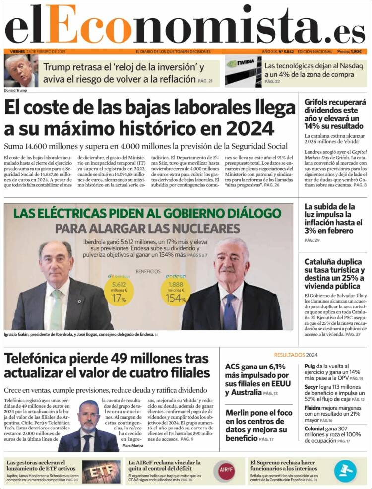 Portada de El Economista (España)