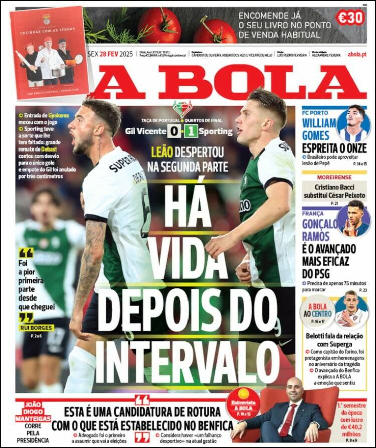 Portada de A Bola (Portugal)