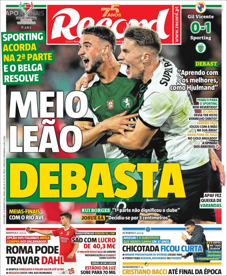 Portada de Record (Portugal)