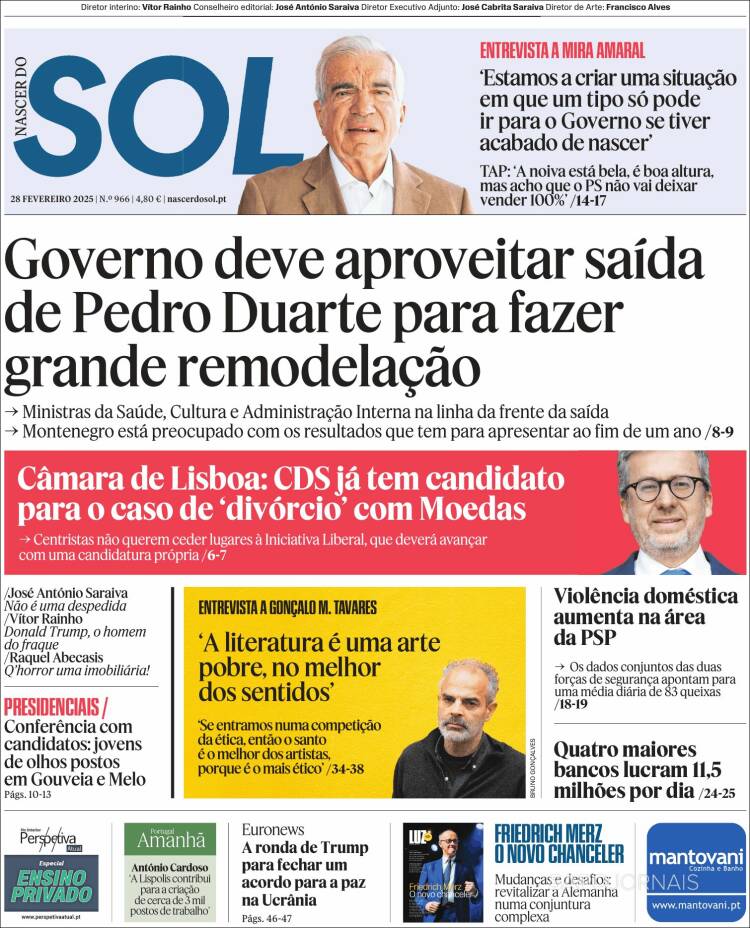 Portada de Jornal Sol (Portugal)