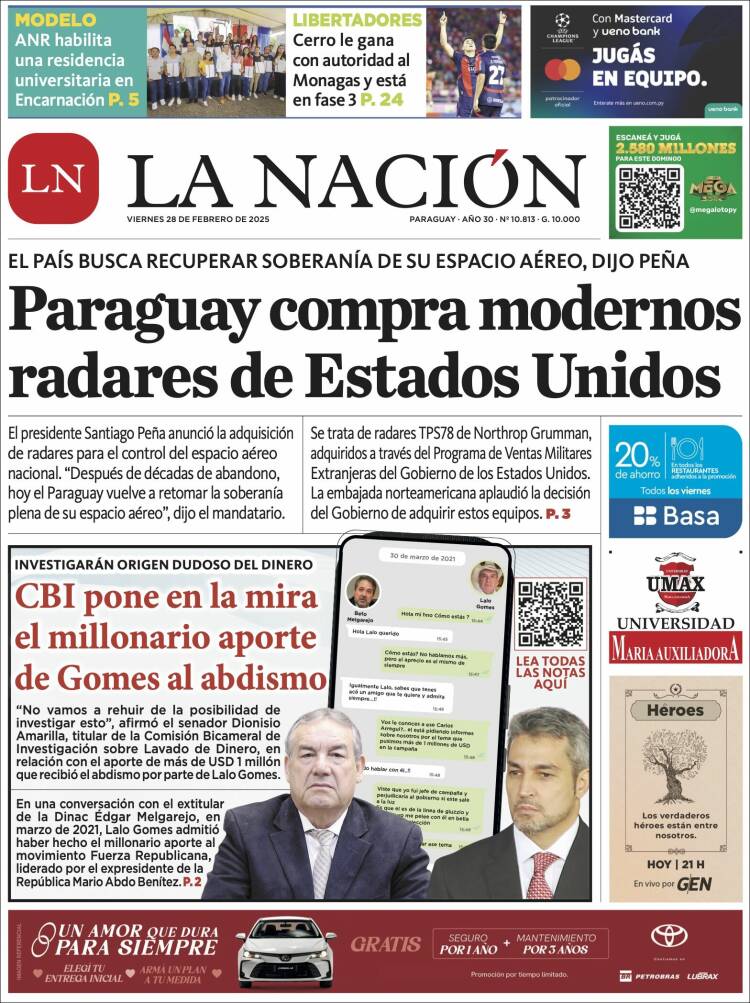 Portada de La Nación (Paraguay)