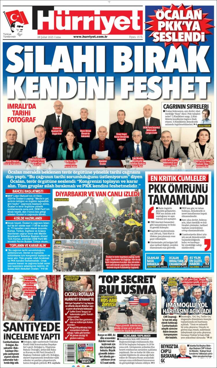 Portada de Hürriyet (Turqu&iacute;a)