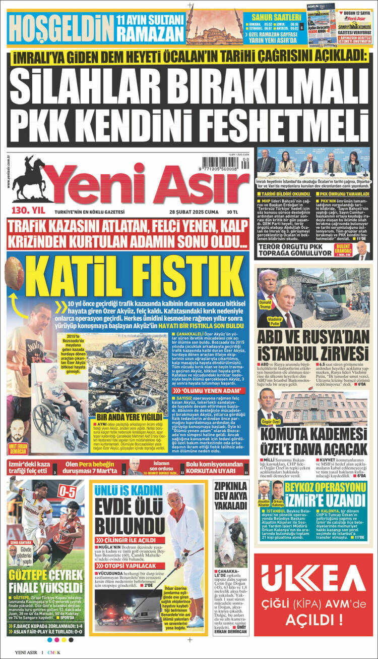 Portada de Yeni Asır (Turqu&iacute;a)
