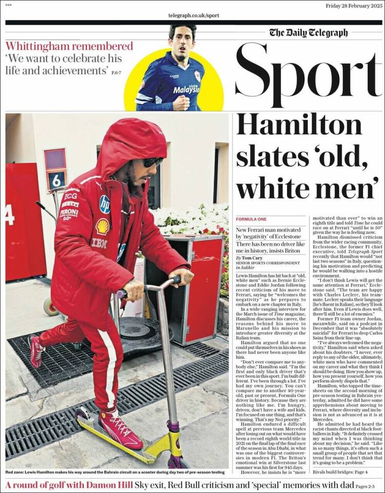 Portada de Telegraph Sport (Reino Unido)