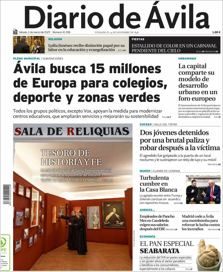 Portada de Diario de Ávila (España)