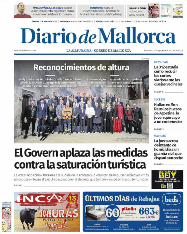 Portada de Diario de Mallorca (España)