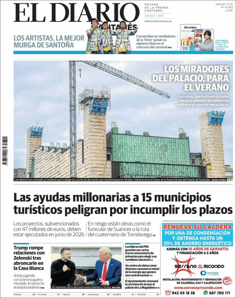 Portada de El Diario Montañés (España)