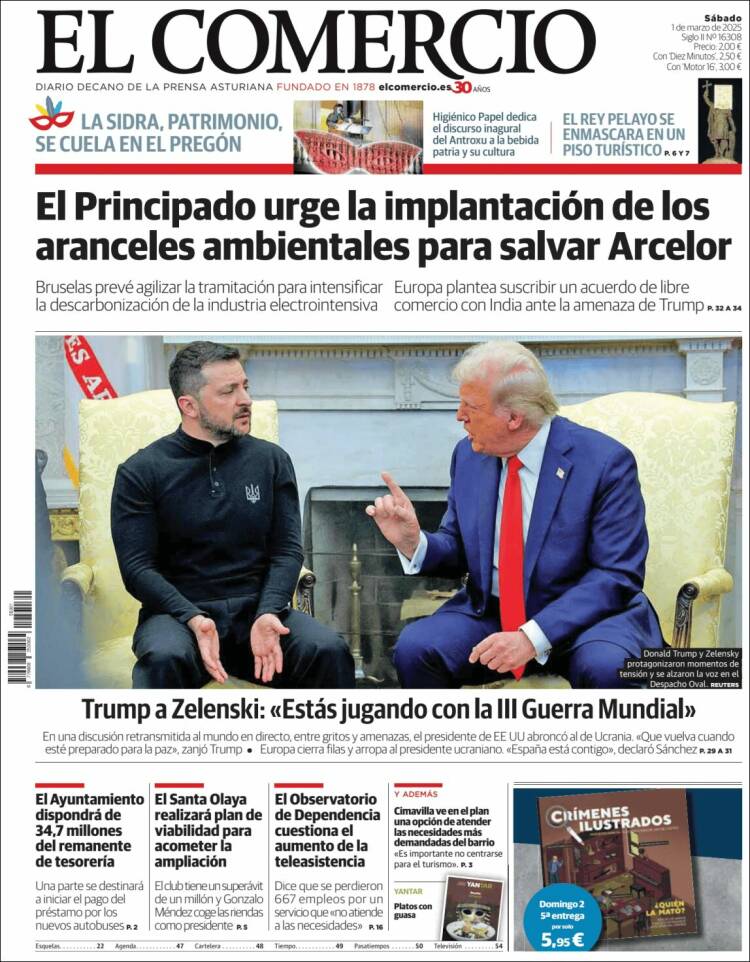 Portada de El Comercio - Gijón (España)