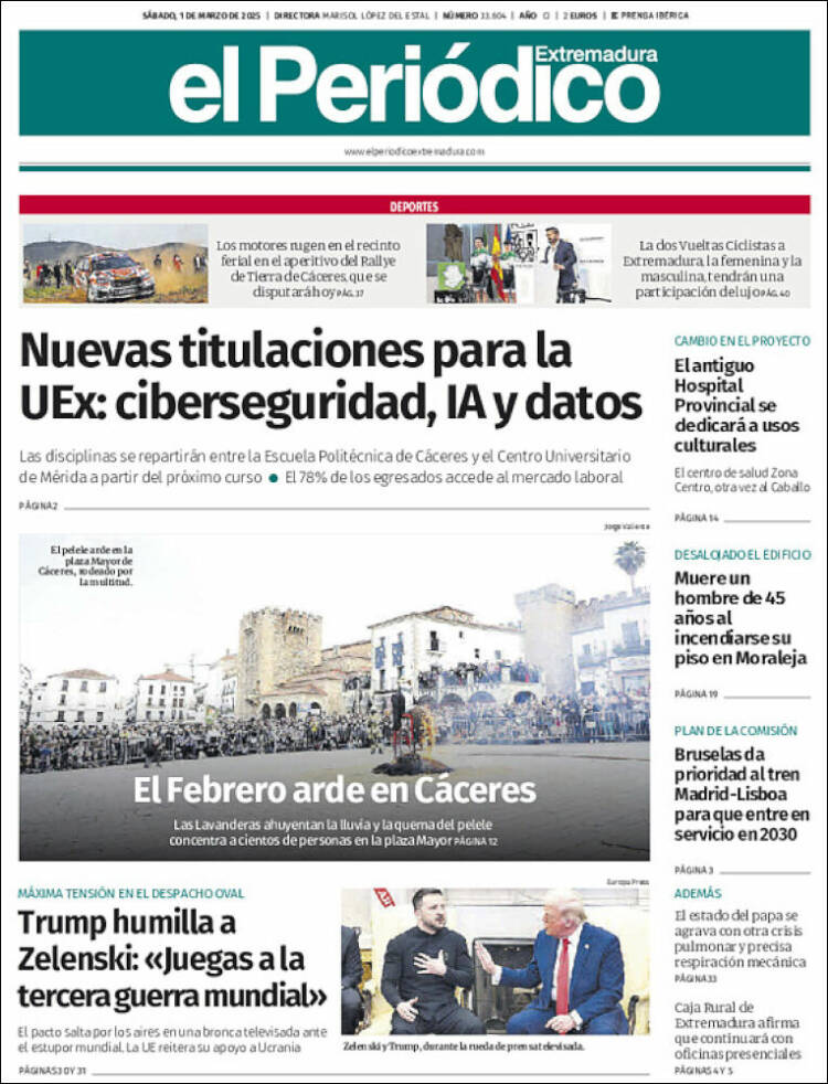 Portada de El Periódico de Extremadura (España)