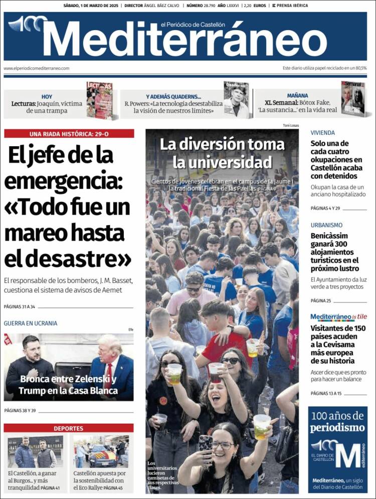 Portada de El Periódico Mediterraneo (España)