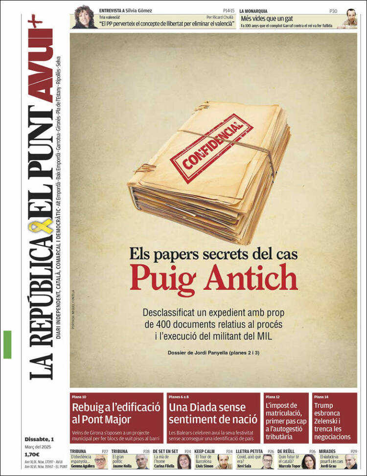 Portada de El Punt Avui - Girona (España)