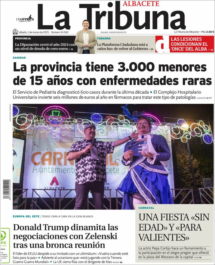 Portada de La Tribuna de Albacete (España)