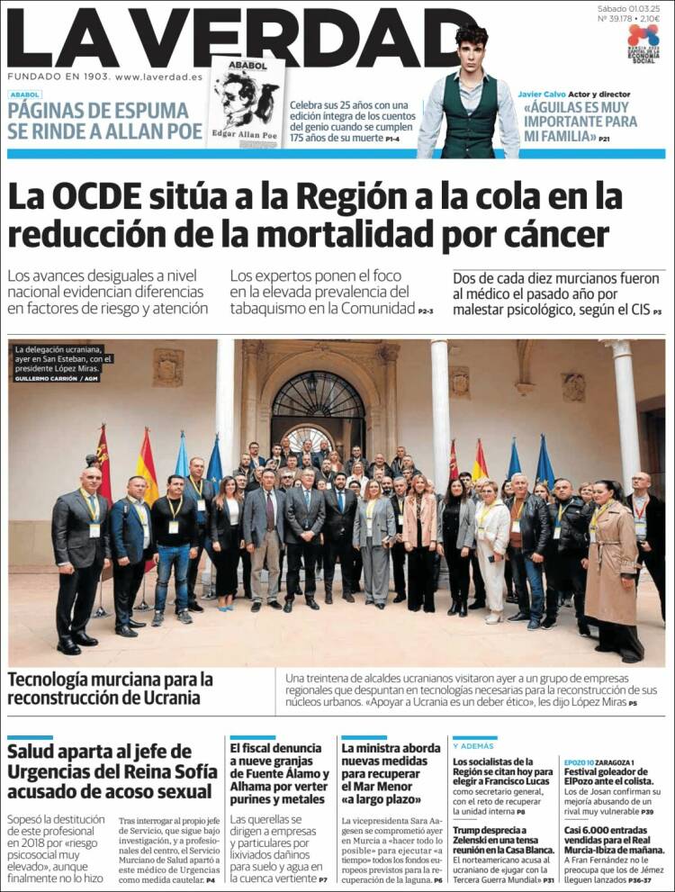 Portada de La Verdad de Murcia (España)