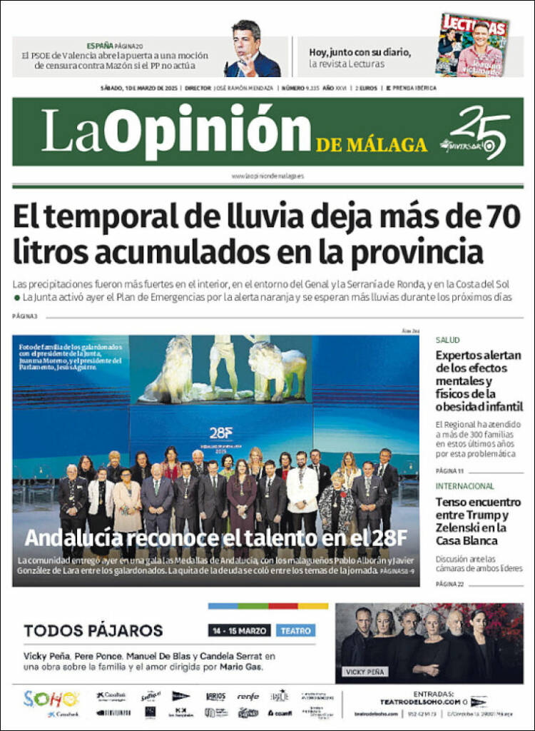 Portada de La Opinión de Málaga (España)