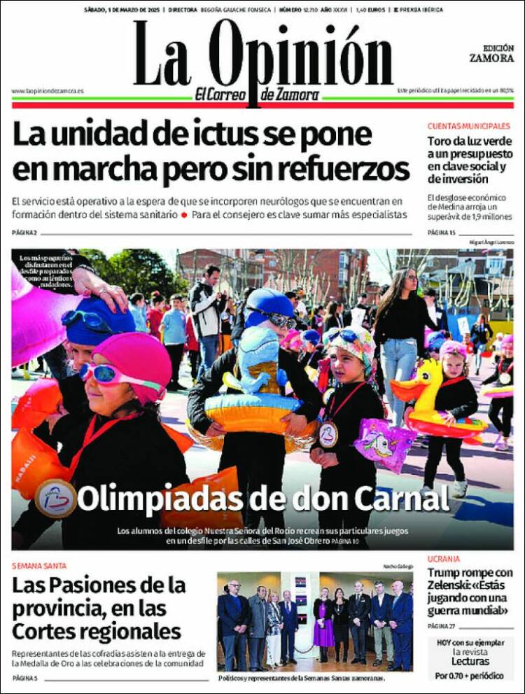 Portada de La Opinión - El Correo de Zamora (España)