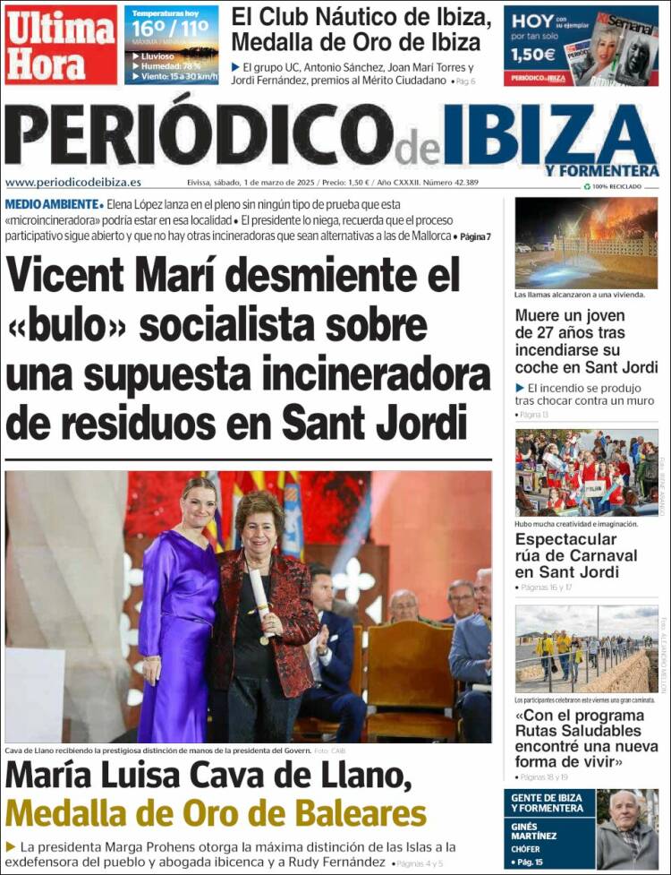 Portada de Periódico de Ibiza (España)