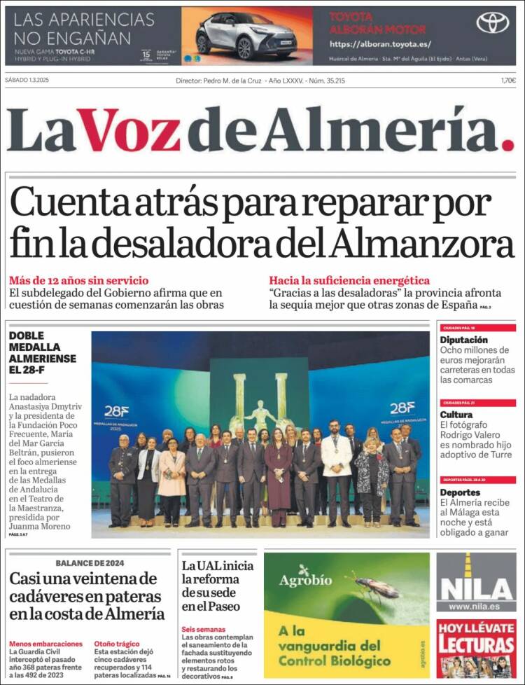 Portada de La Voz de Almería (España)