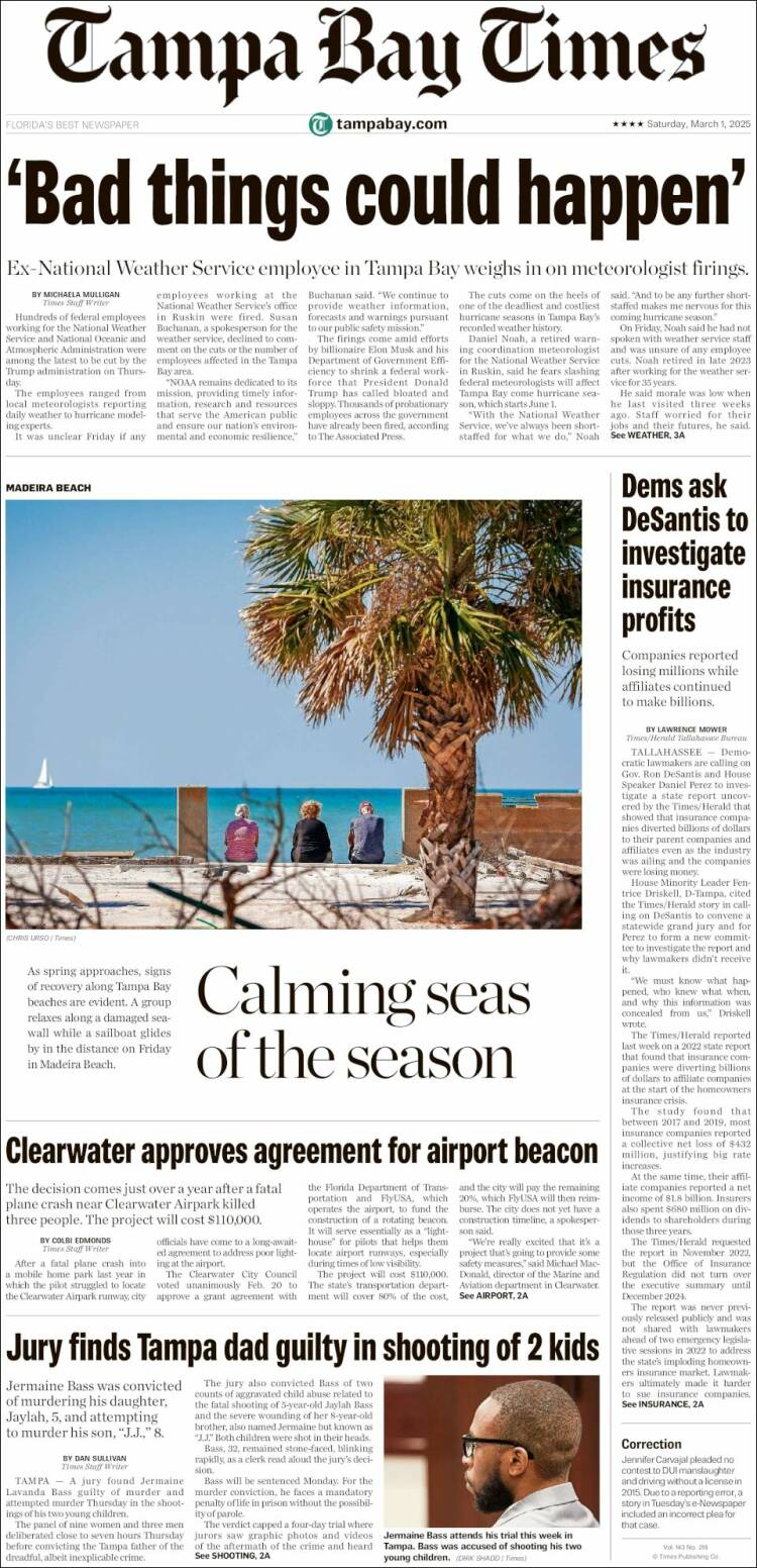 Portada de Tampa Bay Times (USA)