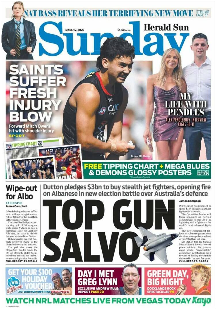 Portada de Herald Sun (Australia)