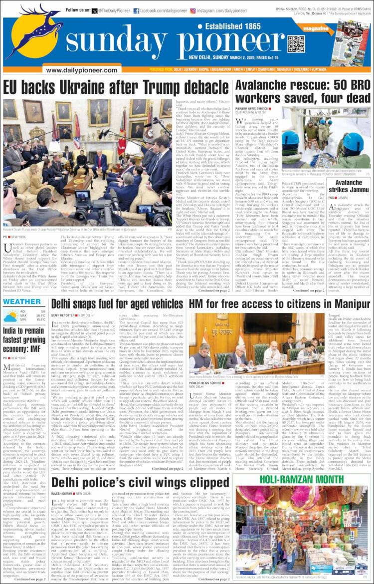 Portada de The Pioneer (India)