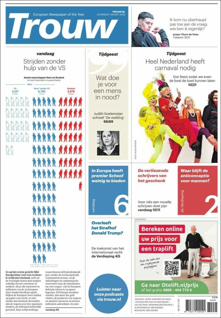 Portada de Trouw (Pa&iacute;ses Bajos)