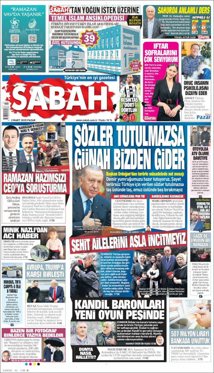 Portada de Sabah (Turquie)