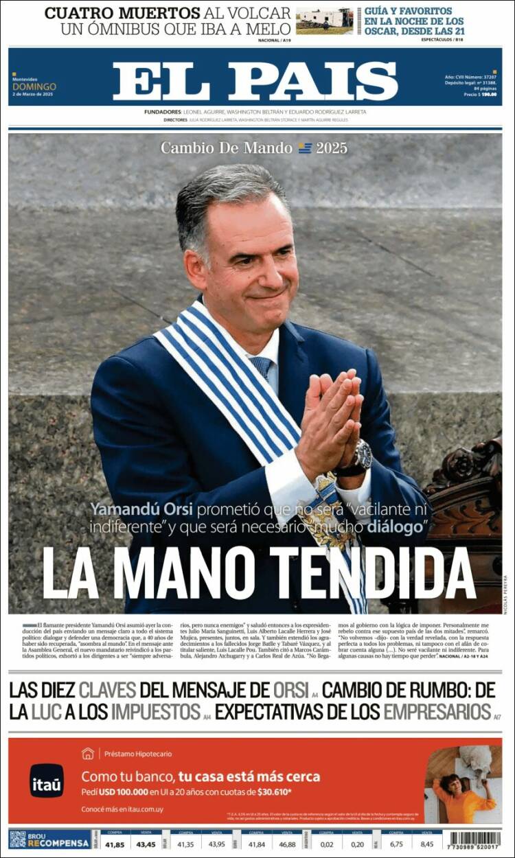 Portada de El País (Uruguay)