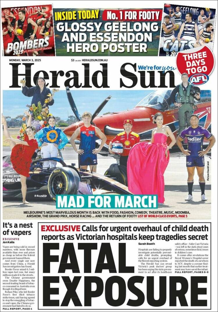 Portada de Herald Sun (Australia)