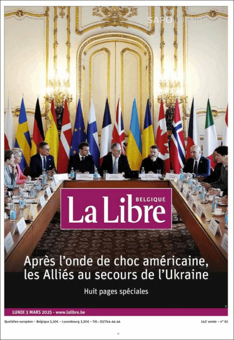 Portada de La Libre.be (B&eacute;lgica)