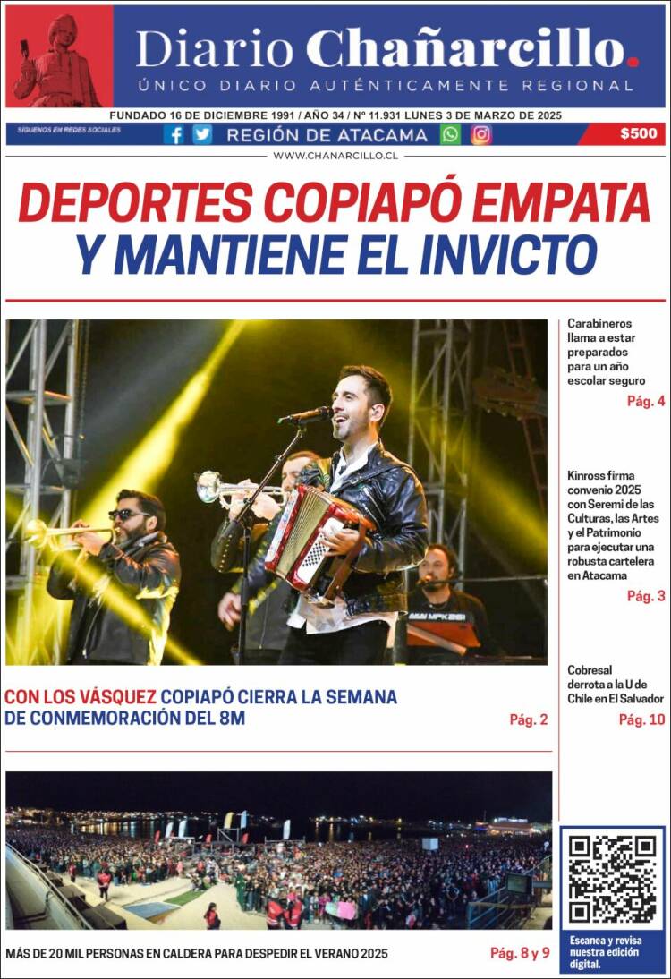 Portada de Diario Chañarcillo (Chile)