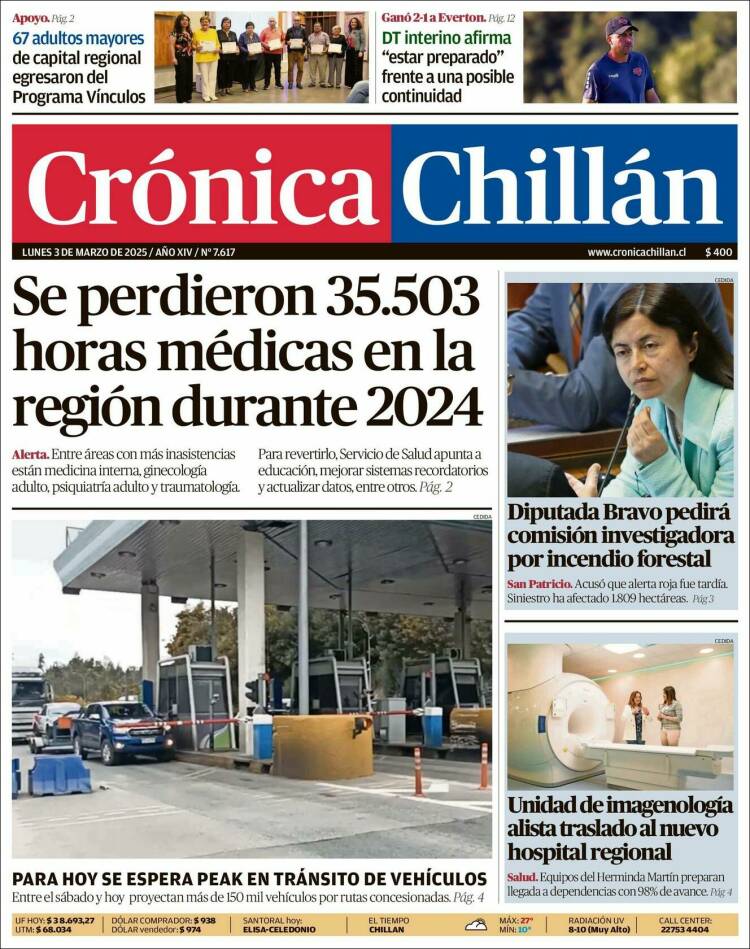 Portada de Crónica Chillán (Chile)